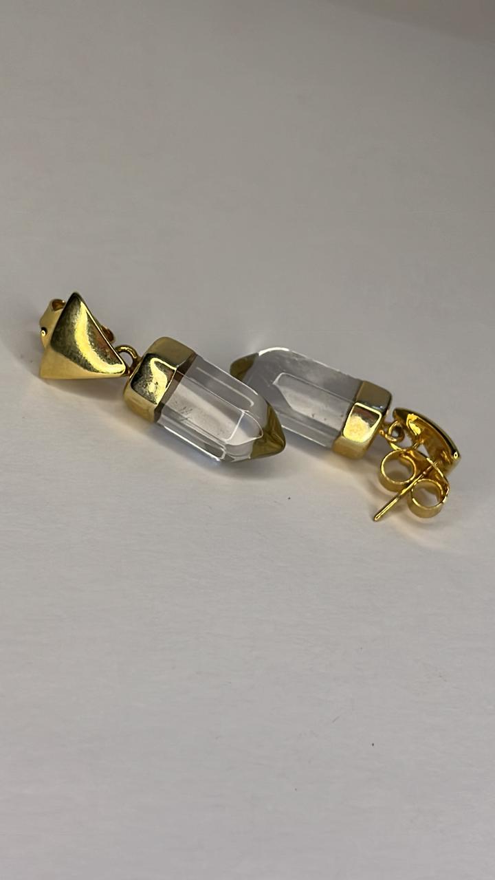 Brinco Cristal de Rocha Dourado