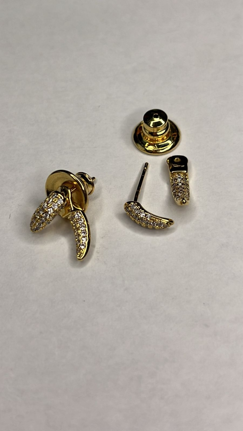 Brinco Dourado 2 em 1 com Zircônias