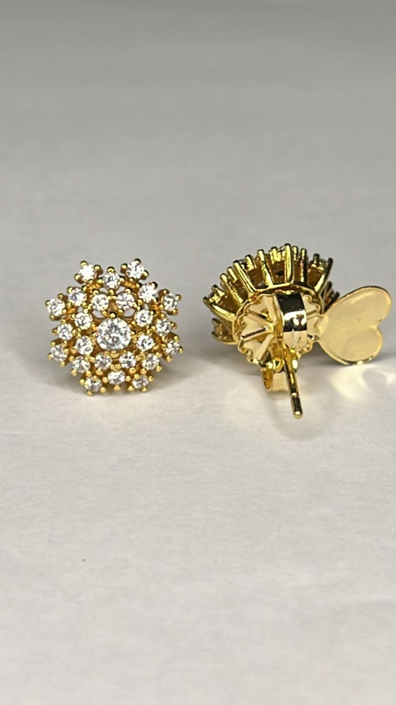 Brinco Dourado Flor de Luz com Zircônias