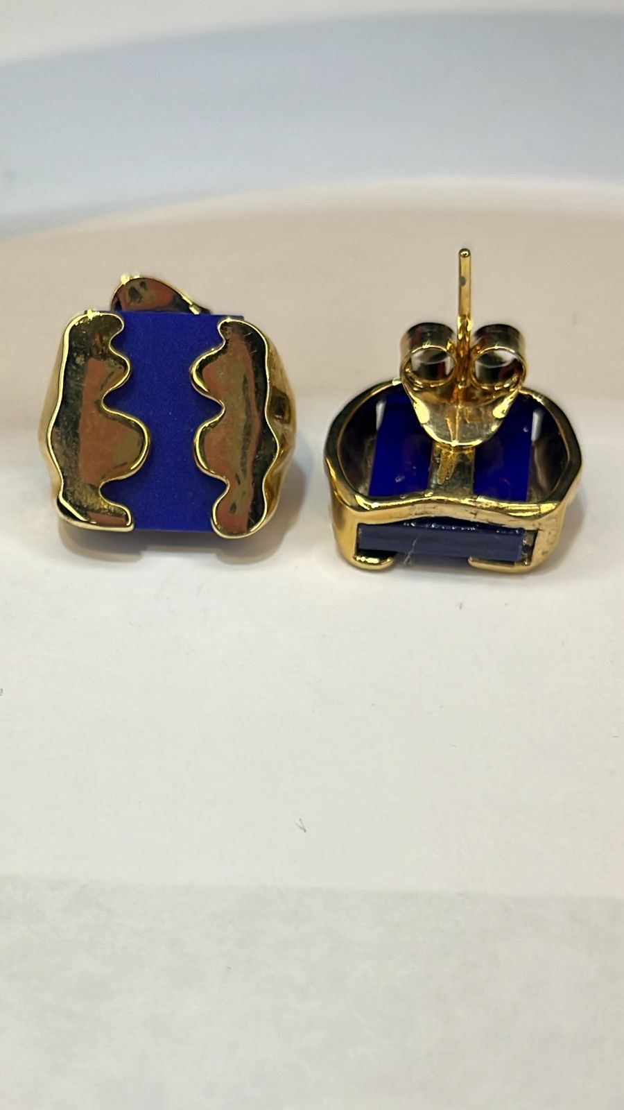 Brinco Quadrado Pedra Azul Derretida