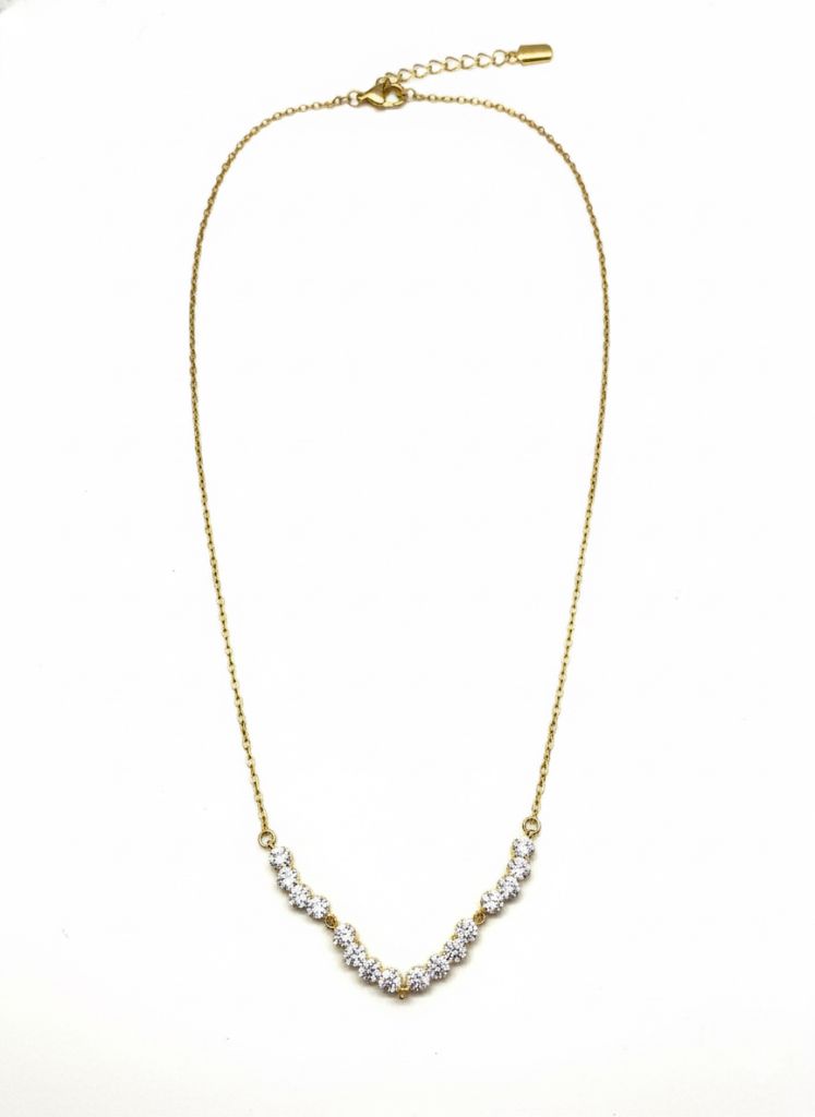 Colar Cascata de Diamantes Dourada