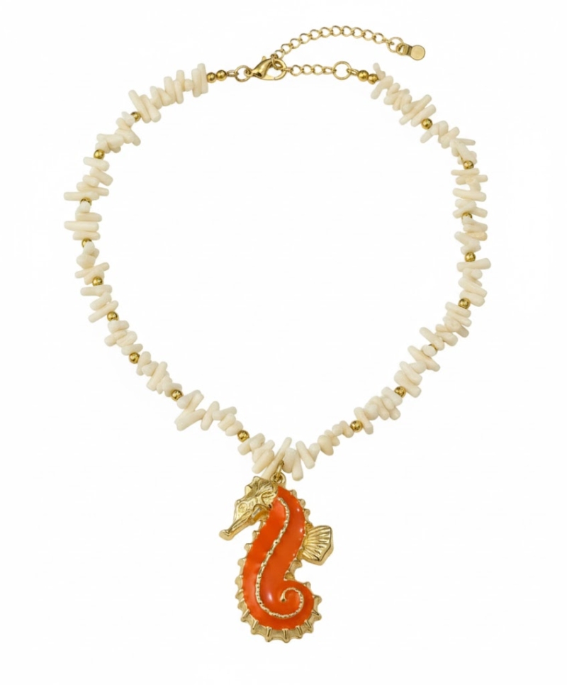 Colar Seashell com Pingente de Cavalo-Marinho