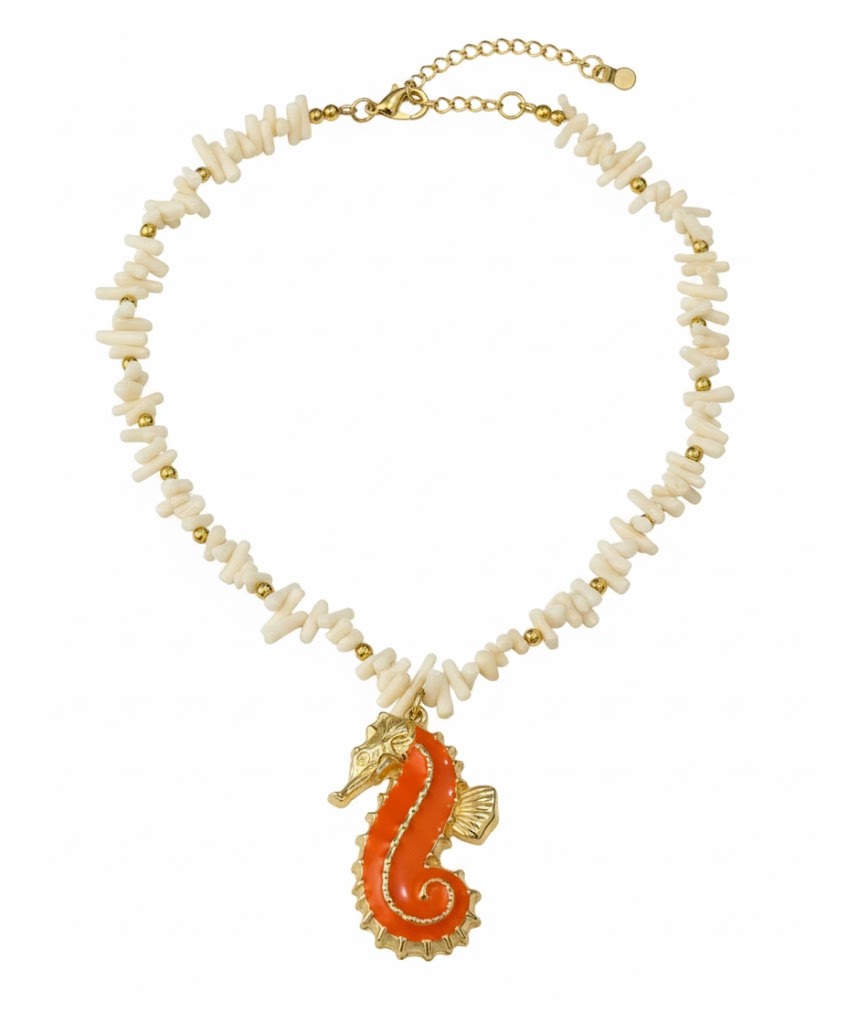Colar Seashell com Pingente de Cavalo-Marinho