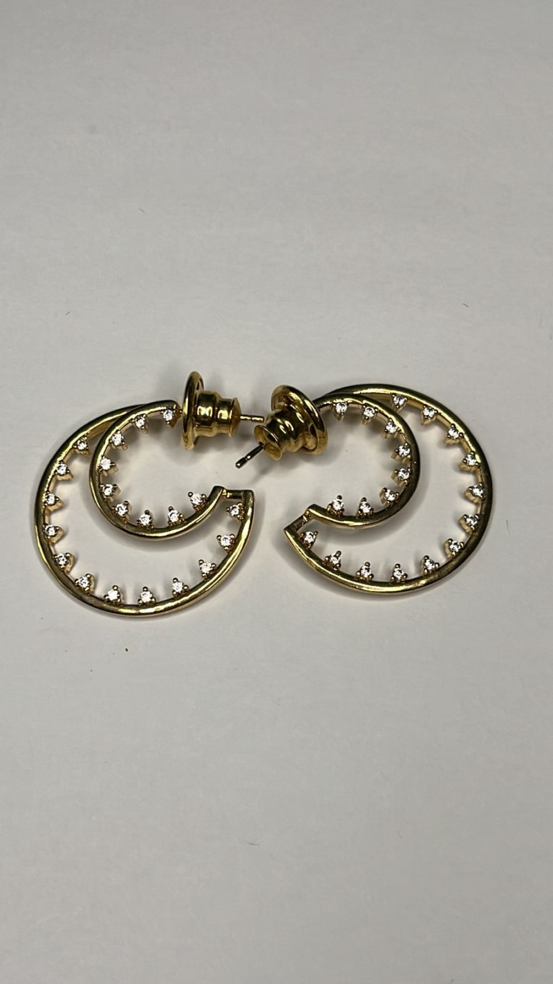 Brinco Meia-Lua Celeste Dourado