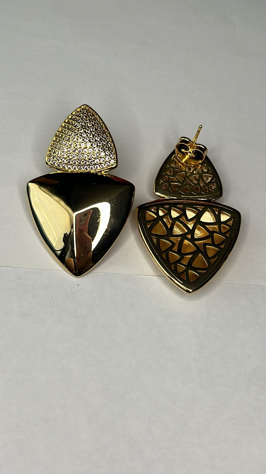 Brinco Triângulo Duplo Luxo