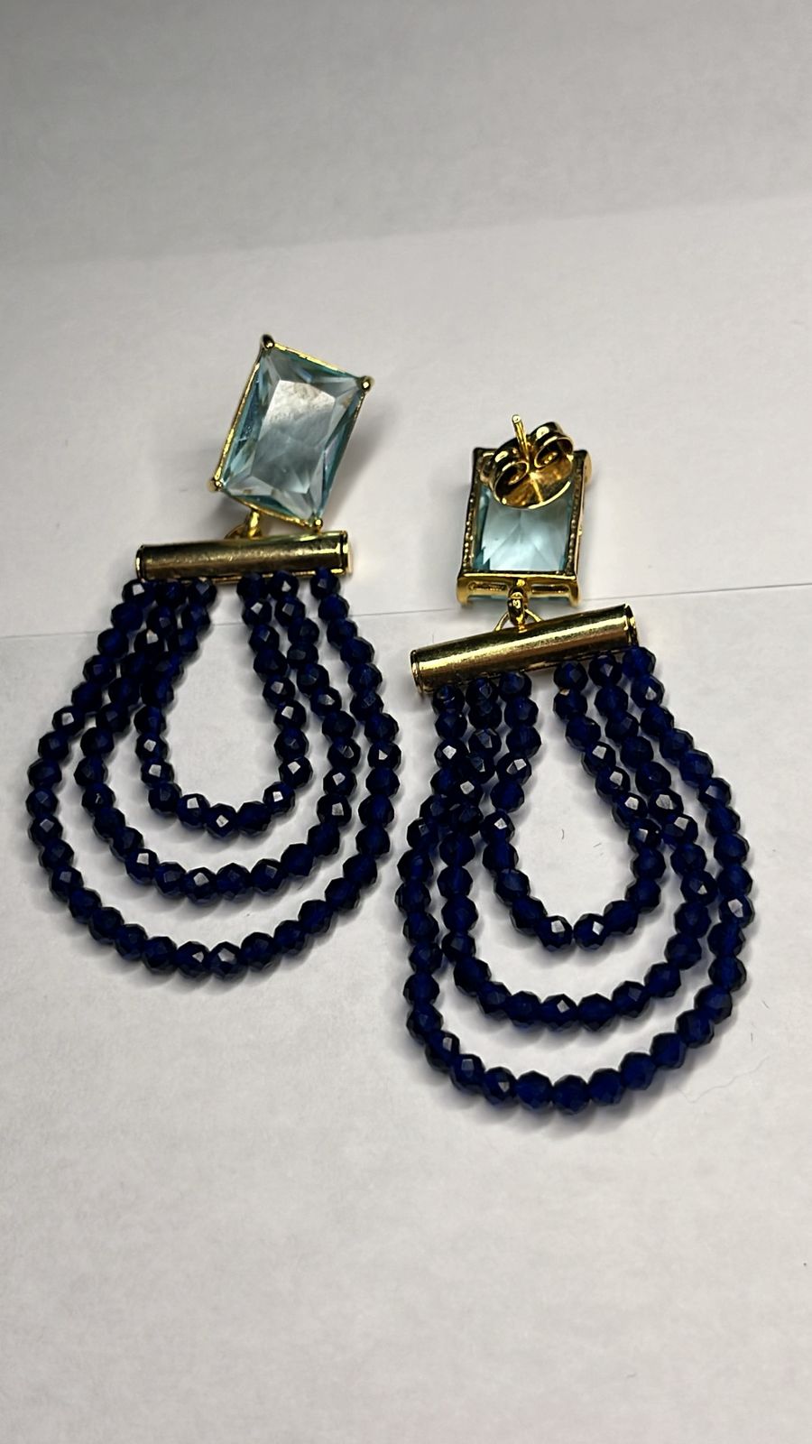 Brinco Cascata Safira Celeste