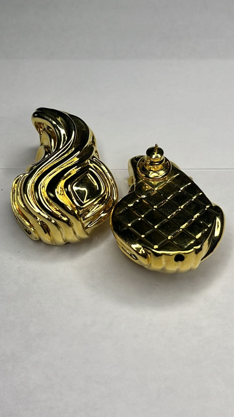 Brinco Gota De Ouro Esculpido Dual