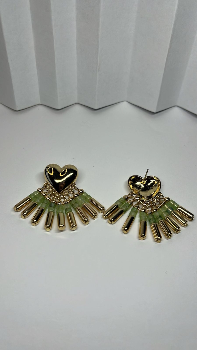 Brinco Coração Aurora Verde