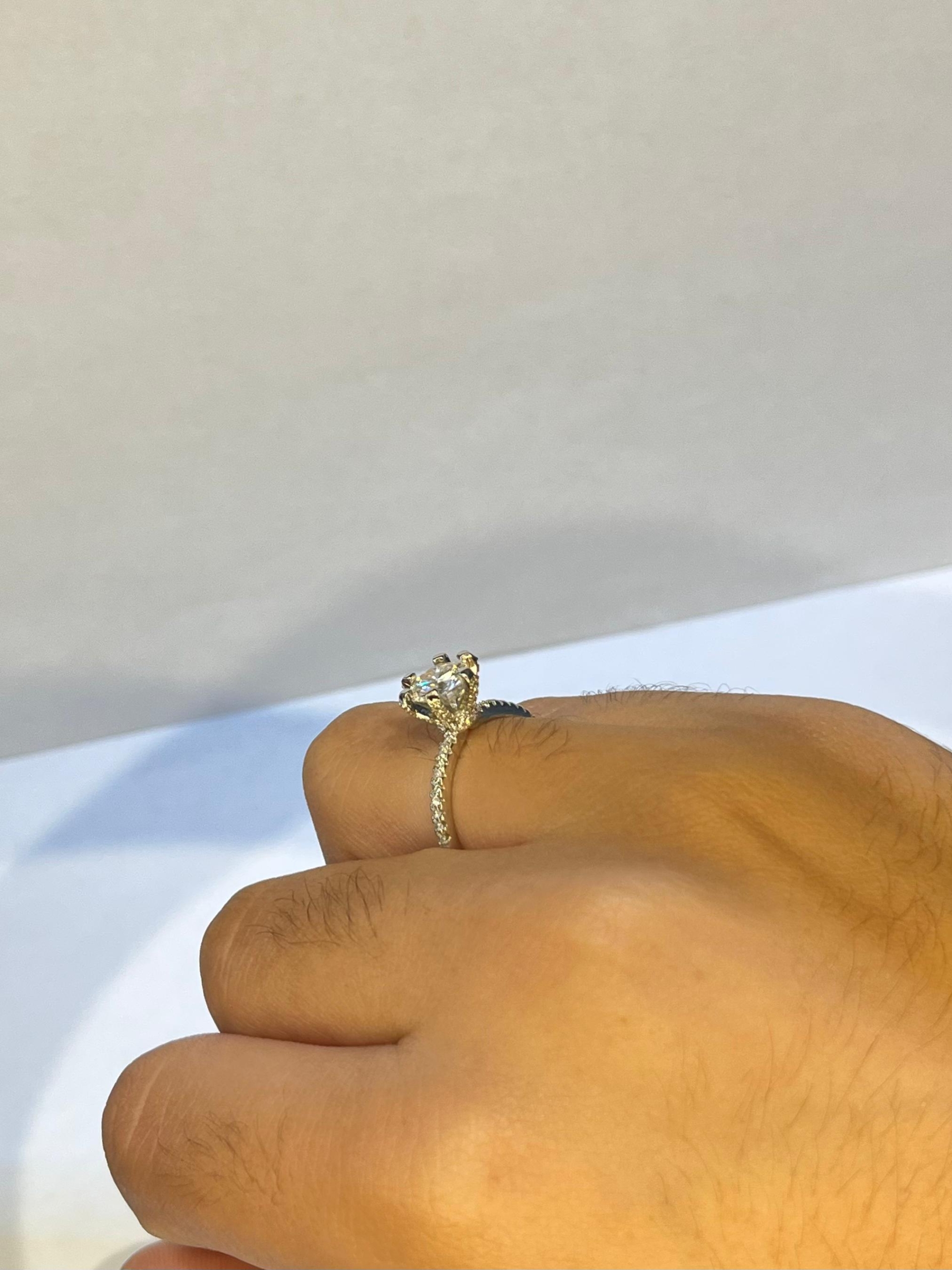 Anel Solitário PRATA com pedra MOISSANITE